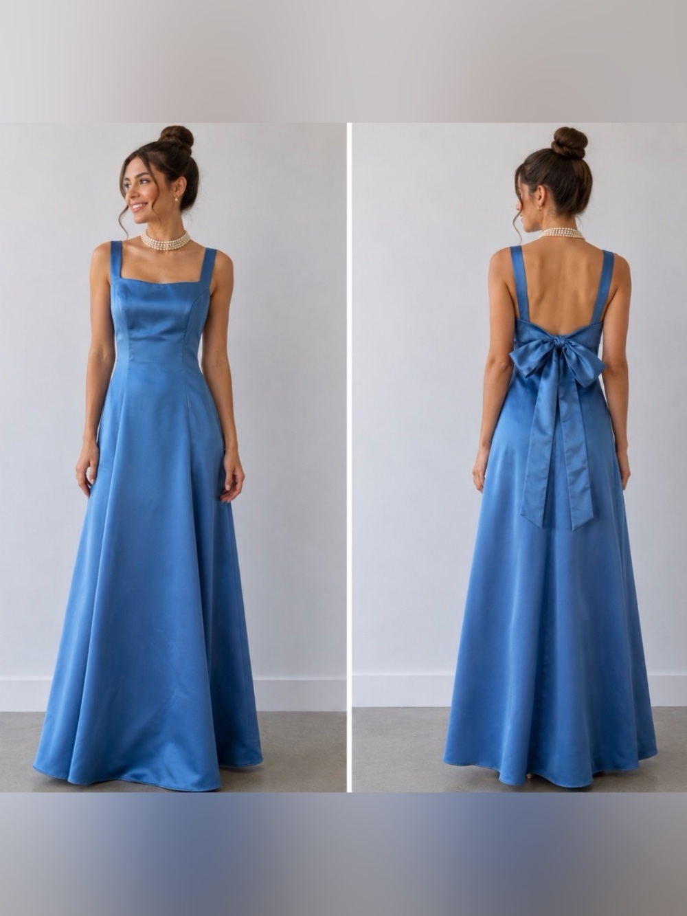 Y2K Vintage ZumZum Prom Evening Gown Dress Size XS/S Blue Maxi Satin 90s Halter